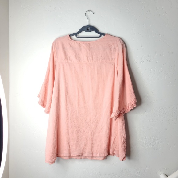 Blair Light Pink Embroidered Peasant Tunic Blouse - Picture 5 of 6